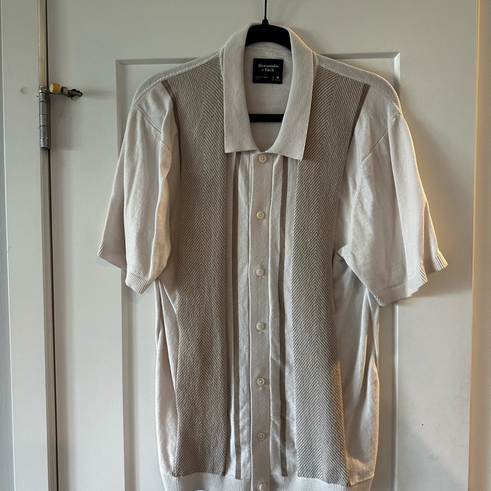 Retro Striped Button-Through Sweater Polo (LIKE NEW)